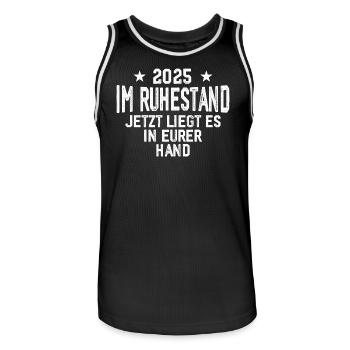2025 retraité drôle retraité cadeau - Maillot de basket Homme - noir/blanc - Devant - AI Model Male 185 dark (185cm)