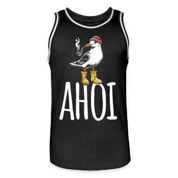 Seagull - Ahoy - North Sea - Gift - Men's Basketball Jersey - black/white - Front - AI Model Male 185 dark (185cm)