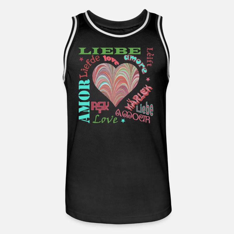 Amour Multilingue E 106 - Maillot de basket Homme - noir/blanc