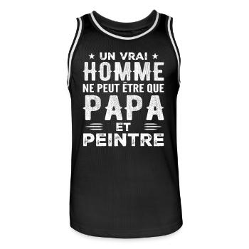 Un Vrai Homme N'est Que Papa et Peintre - Maillot de basket Homme - noir/blanc - Devant - AI Model Male 185 dark (185cm)