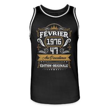 Février 1976 47 Ans Rétro Cadeau D'anniversaire - Maillot de basket Homme - noir/blanc - Devant - AI Model Male 185 dark (185cm)
