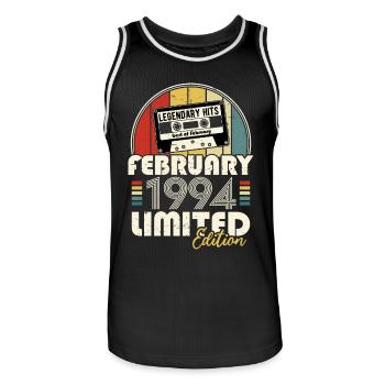Februar 1994 Vintage Retro Geburtstagsgeschenk - Männer Basketball-Trikot - Schwarz/Weiß - Vorne - AI Model Male 185 dark (185cm)