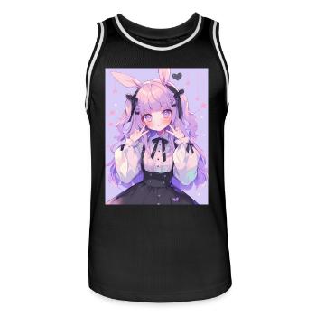 Bunny Bunny Girl Anime Manga Pastel Goth Cadeau - Maillot de basket Homme - noir/blanc - Devant - AI Model Male 185 dark (185cm)