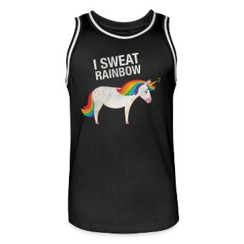 I Sweat Rainbow | Cool Unicorn Retro Vintage Style - Men's Basketball Jersey - black/white - Front - AI Model Male 185 dark (185cm)