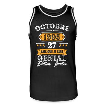 Cadeau D'anniversaire 27 Ans Octobre 1995 Rétro - Maillot de basket Homme - noir/blanc - Devant - AI Model Male 185 dark (185cm)