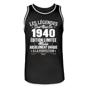 Cadeau d'anniversaire légendes sont nées en 1940 - Maillot de basket Homme - noir/blanc - Devant - AI Model Male 185 dark (185cm)