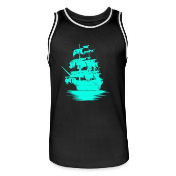 Sailing Ship Seafaring Fantasy Maritime Dinghy - Men's Basketball Jersey - black/white - Front - AI Model Male 185 dark (185cm)