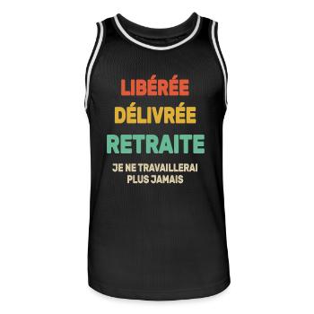 Libéré Délivré Je Ne Travaillerai Plus Jamais - Maillot de basket Homme - noir/blanc - Devant - AI Model Male 185 dark (185cm)