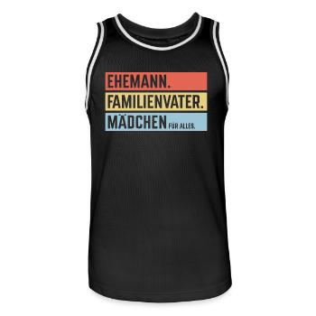 Ehemann Familienvater Mädchen Für Alles, Balken 3C - Männer Basketball-Trikot - Schwarz/Weiß - Vorne - AI Model Male 185 dark (185cm)