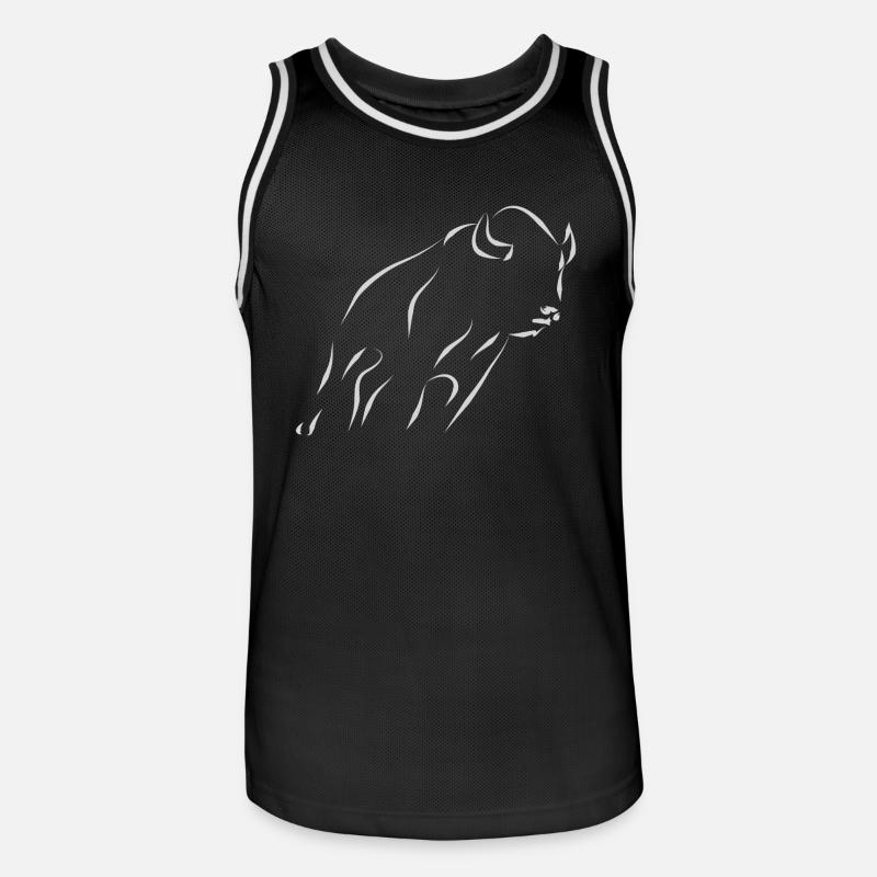 Bison - hellgrau - Männer Basketball-Trikot - Schwarz/Weiß