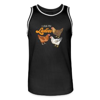 J'aime mon cadeau de poulet fermier fermier dames - Maillot de basket Homme - noir/blanc - Devant - AI Model Male 185 dark (185cm)