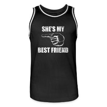 She Is My Best Friend Shirt Geschenk Partnerlook - Männer Basketball-Trikot - Schwarz/Weiß - Vorne - AI Model Male 185 dark (185cm)