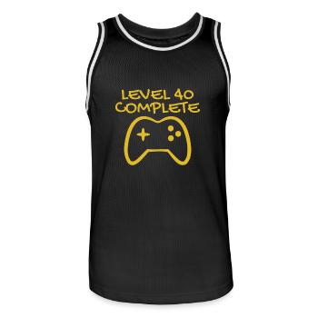 40e anniversaire - 40 ans de cadeau - Maillot de basket Homme - noir/blanc - Devant - AI Model Male 185 dark (185cm)