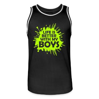 Life Is Better With My Boys - Men's Basketball Jersey - black/white - Front - AI Model Male 185 dark (185cm)