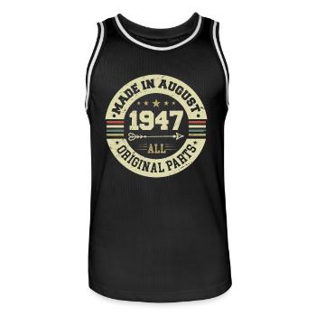Août 1947 Cadeau d’anniversaire Août 1947 Août - Maillot de basket Homme - noir/blanc - Devant - AI Model Male 185 dark (185cm)