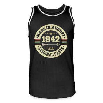 August 1942 Geburtstagsgeschenk August 1942 August - Männer Basketball-Trikot - Schwarz/Weiß - Vorne - AI Model Male 185 dark (185cm)