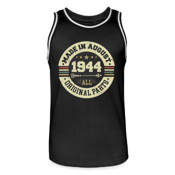 August 1944 Geburtstagsgeschenk August 1944 August - Männer Basketball-Trikot - Schwarz/Weiß - Vorne - AI Model Male 185 dark (185cm)
