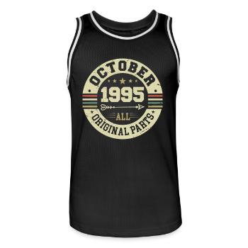 Legendary since October 1995 Birthday October 1995 - Men's Basketball Jersey - black/white - Front - AI Model Male 185 dark (185cm)