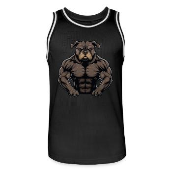 Staffordshire Bull Terrier Dog Muscles Fitness - Men's Basketball Jersey - black/white - Front - AI Model Male 185 dark (185cm)