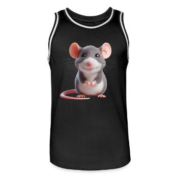 Mouse 3 - Men's Basketball Jersey - black/white - Front - AI Model Male 185 dark (185cm)