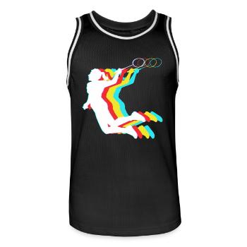 Badminton - Men's Basketball Jersey - black/white - Front - AI Model Male 185 dark (185cm)