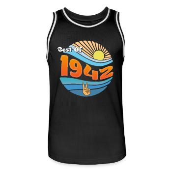Retro 1942 – Limitierte Auflage Zeitlos 83. - Männer Basketball-Trikot - Schwarz/Weiß - Vorne - AI Model Male 185 dark (185cm)