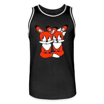 2 Foxes Couple In Love Two Friends Love Team Cute - Men's Basketball Jersey - black/white - Front - AI Model Male 185 dark (185cm)