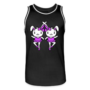 2 Bunnies Ballerinas Dancing Ballet Girls Women - Men's Basketball Jersey - black/white - Front - AI Model Male 185 dark (185cm)