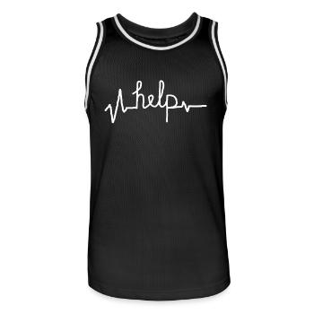 help -hilfe - Männer Basketball-Trikot - Schwarz/Weiß - Vorne - AI Model Male 185 dark (185cm)