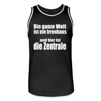 Irrenhauszentrale - Männer Basketball-Trikot - Schwarz/Weiß - Vorne - AI Model Male 185 dark (185cm)