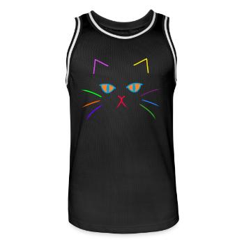 Colorful Cats Face Cat Kitten - Men's Basketball Jersey - black/white - Front - AI Model Male 185 dark (185cm)