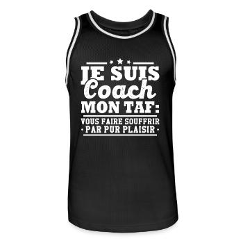 Je suis coach - humour cadeau sportif - Maillot de basket Homme - noir/blanc - Devant - AI Model Male 185 dark (185cm)