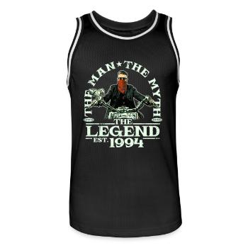 1994 Vintage Man Myth Legend Motorcycle - Men's Basketball Jersey - black/white - Front - AI Model Male 185 dark (185cm)
