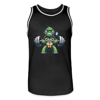 Strong turtle – power knows no speed! - Men's Basketball Jersey - black/white - Front - AI Model Male 185 dark (185cm)