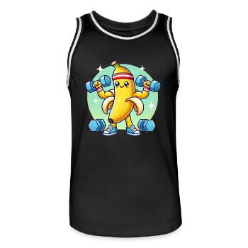 Strong Banana – Gains with Flavor! - Men's Basketball Jersey - black/white - Front - AI Model Male 185 dark (185cm)