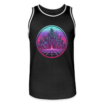 Lumières de 🌆🏙️ la ville - Maillot de basket Homme - noir/blanc - Devant - AI Model Male 185 dark (185cm)