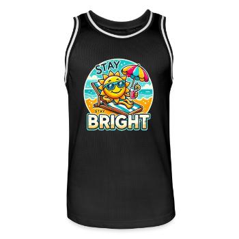 Stay Bright – Sunny Vibes - Men's Basketball Jersey - black/white - Front - AI Model Male 185 dark (185cm)