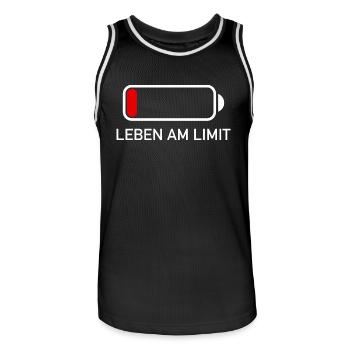 Leben am Limit Lustiger Spruch Geschenk Handy Akku - Männer Basketball-Trikot - Schwarz/Weiß - Vorne - AI Model Male 185 dark (185cm)