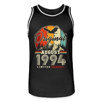 Août 1994 Vintage Rétro Anniversaire Vintage - Maillot de basket Homme - noir/blanc - Devant - AI Model Male 185 dark (185cm)