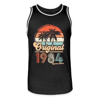 1984 Vintage Rétro Vintage 1984 Anniversaire - Maillot de basket Homme - noir/blanc - Devant - AI Model Male 185 dark (185cm)