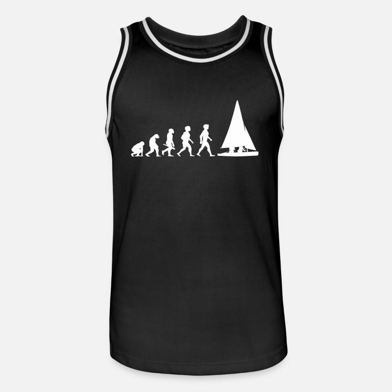 Evolution sailing sailboat sailing ship - Men's Basketball Jersey - black/white