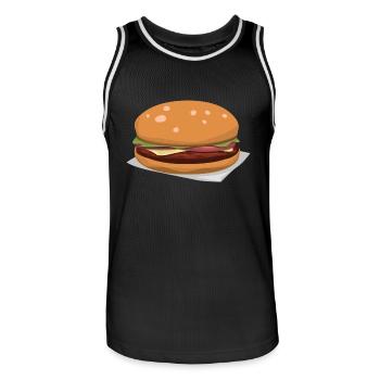 Leckerer Hamburger - Maillot de basket Homme - noir/blanc - Devant - AI Model Male 185 dark (185cm)