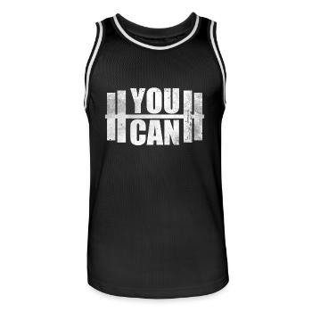 You Can Muskel Shirt Geschenk GYM Hanteln - Männer Basketball-Trikot - Schwarz/Weiß - Vorne - AI Model Male 185 dark (185cm)