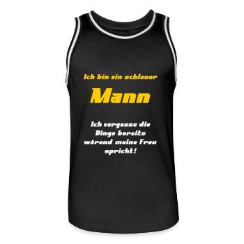 Schlauer Mann - Männer Basketball-Trikot - Schwarz/Weiß - Vorne - AI Model Male 185 dark (185cm)