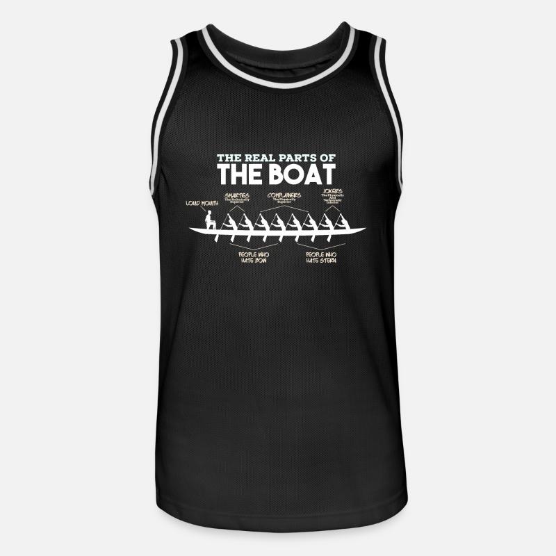Parti di una barca - canottaggio canottaggio barca a remi canoa - Maglia da basket per uomo - nero/bianco