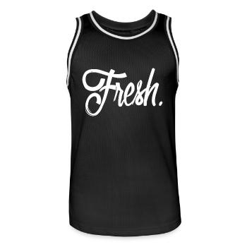 fresh white - Men's Basketball Jersey - black/white - Front - AI Model Male 185 dark (185cm)