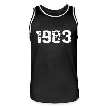 1983 - Männer Basketball-Trikot - Schwarz/Weiß - Vorne - AI Model Male 185 dark (185cm)