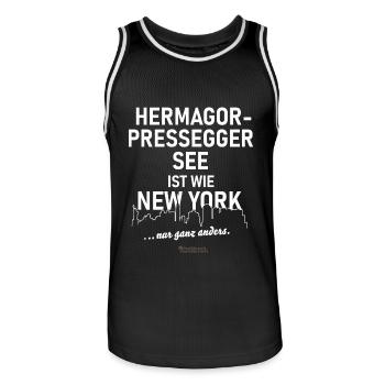 Hermagor-Pressegger See - Männer Basketball-Trikot - Schwarz/Weiß - Vorne - AI Model Male 185 dark (185cm)