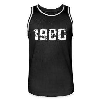 1980 - Maillot de basket Homme - noir/blanc - Devant - AI Model Male 185 dark (185cm)