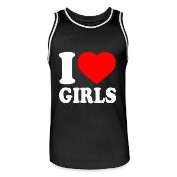 I love girls - Männer Basketball-Trikot - Schwarz/Weiß - Vorne - AI Model Male 185 dark (185cm)